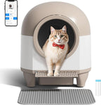 WARCAT Self-Cleaning Litter Box – 90L, APP, Sensors, Brown | 90L large capacity for multiple cats. APP-controlled with smart sensors. Safety protection. Includes mat & 1 garbage bag.