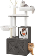 Feandrea Cat Tree with Litter Box Enclosure, 59-Inch Modern Cat Tower | 2-In-1 Condo with Scratching Posts, Washable Removable Cushion, Misty Gray UPCT113G02