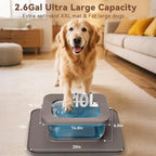 10L No Spill Dog Water Bowl, 2.6 Gal Stainless Steel No Splash Large Dog Water Bowl with Non-Slip Silicone Mat, Spill Proof Slow Drinking Pet Bowls for Messy Drinkers Indoor/Outdoor Use Gray