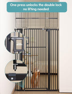 No Pawblems 71" Extra Tall Pet Gate, 29"-43" Wide Pressure Mounted, Black | 1.37" Ultra Narrow Spacing, Auto-Close Tall Cat Gate for Doorway, Dual-Lock, One-handed Operation