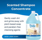 PetAg Fresh ’n Clean Crisp Linen Scented Shampoo (15:1 Concentrate) - 1 Gallon - Soothes Dry, Irritated Skin with Vitamin E & Aloe Vera - Strengthens & Repairs Coats - Gluten Free