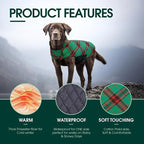 Kuoser Waterproof Dog Coat, Reversible Dog Jacket for Large Dogs | Adjustable Durable Doggie Winter Coat for Groowing Puppies Warm Puppy Cold Weather Apparel, Xmas Green L
