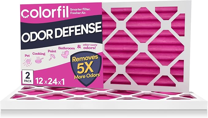 12x24x1 Air Filter (2-Pack) | Made in the USA | Color Changing | Remove Cat and Dog Odor | MERV 8 for Pet Hair Dander and Dust | 11.5"x23.5"x0.75" Exact Size