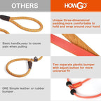 HowGo Slip Lead Dog Leash, 2 Spring-Loaded Slide Stopper (Pink 3.6FT) | Paddle Handles Heavy-Duty Training Lead Collar,Lightweight Aluminum Nylon,No-Pull Walking,Large Medium Breeds,Dog Trainer