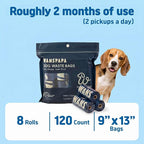 Dog Poop Bags, Activated Charcoal Odor Control, 20 Micron Extra Thick, Leak-Proof Pet Waste Bag Rolls for Dog Walking, 9x13" Poop Bag for Small to Large Dogs Doggy, 120 Count (8 Rolls)