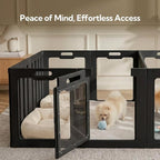 Soulbond Acrylic Dog Playpen Indoor with Partition(24 Inch,Black,12 Panels) | Non-Slip,Tool-Free Assembly, External Door Lock Play Pen for Puppies and Small Dogs with 2 Doors