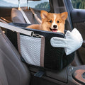 Dog Car Seat for Small Dogs Adjustable Portable Center Console Dog Car Seat Removable Cat Booster Cars Seats - Safety Belt with Cushion Anti-Collapse for Puppy Kitten Up to 15 Lbs (Black)