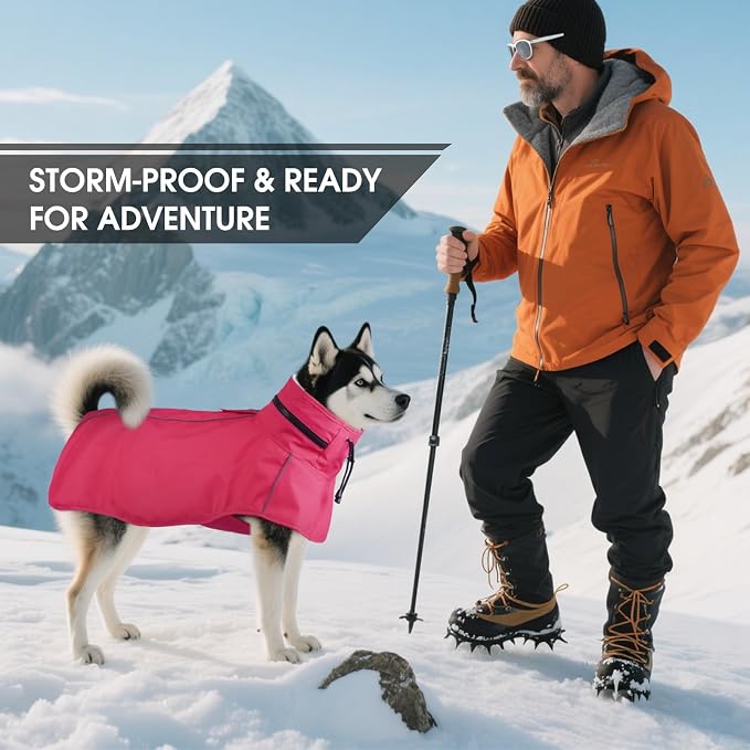 Dog Raincoat, Waterproof Dog Rain Jacket with Hood, Pink M | Rain Coat For Small Dogs, Doggy Poncho With Leash Hole, Reflective Strips, For Rainy Snowy Weather Walks, Hiking, Camping