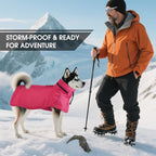 Dog Raincoat, Waterproof Dog Rain Jacket with Hood Pink XL | Rain Coat For Medium Dogs, Doggy Poncho With Leash Hole, Reflective Strips, For Rainy Snowy Weather Walks, Hiking, Camping