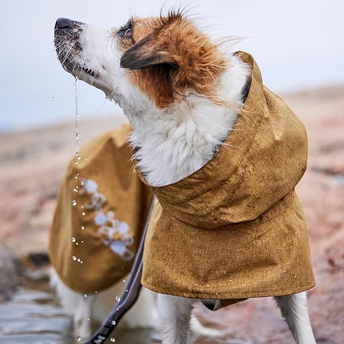 Hurtta Monsoon Coat II ECO, Wet Weather Dog Raincoat Coat, Desert, 11 in