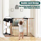 keny 29.7"-46" Baby Gate for Stairs, Auto Close Dog Gates for Doorways | Pressured Mounted No Drilling Pet Gate Extra Wide, Easy Walk Thru Stair Gate, 30" Tall, Brown
