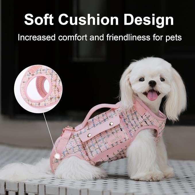 Wakytu Dog Lift Harness Dog Carrier Sling for Small Dogs & Cats,S | stylish puppy sling carrier with handle & pocket,adjustable leash,walking & travel