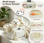 Pawaboo Dog Purse Carrier for Small,Under 9 Lbs | Large Pockets,Safety Leash,Soft Cushion,Breathable Mesh Window,Lightweight Travel,Beige