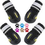 QUMY Dog Shoes for Hot Pavement, Dog Snow Boots & Paw Protectors for Winter | Dog Booties Medium Large Size Dogs, Water-resistant in the Rain, Outdoor Walking, Indoor Hardfloors Skid-resistant Sole Black