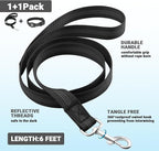 AirTag Dog Collar and Leash, IP68 Waterproof Integrated with Reflective, Ultra-Durable, Comfortable Padded, Heavy Duty Dog Collars for Small Medium Large Dogs, L (14.8"-20.3"), Black