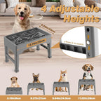 9 Cups Elevated Slow Feeder Dog Bowls 4 Adjustable Heights, Grey | Raised Dog Slow Feeder Bowls, Dog Food Bowl Stand, Non Slip Anti Gulping Slow Eating Dog Bowl for Medium & Large Dogs