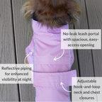 DJANGO Dog Jacket & Raincoat – Lightweight Water-Resistant Coat for Small, Medium, Long Dogs, Dachshunds – Reflective, Adjustable Fit, Harness-Compatible, Easy-Access Harness Hole - Lilac Purple Large