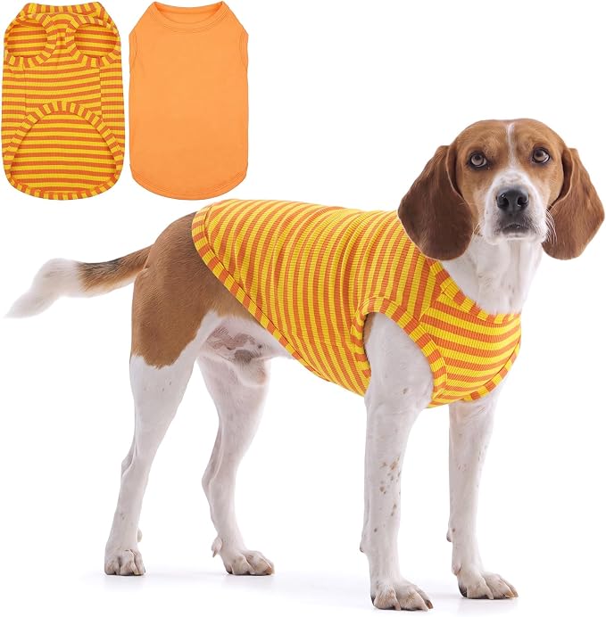 IECOii 2 Pack Dog Surgery Recovery Shirt Sleeveless Lightweight Dog Tshirt | T-Shirts with Stretch Fit,Gentle on Sensitive Skin,Anti-licking for Hot Spots,Shedding Control Tee,For Small to Giant Dogs