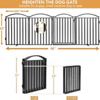 Malier Metal Freestanding Dog Gates with Door, Outdoor Indoor Dog Fences, Extra Wide Foldable Puppy Gate for Stairs, Hallways, Yard (Black, 96''W × 32''H【4 Panels】)