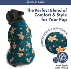 Spark Paws Dog Christmas Pajama, Dog Recovery Suit Male, Onesie, Ultra-Soft and 4-Way Stretch, for Small Medium and Large Breeds - Gingerbread Man - L
