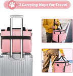 6 Set Dog Travel Bag, Large Pet Travel Kit for Supplies, Pink | Includes 2 Food Containers, 1 Pet Organizer for Dogs, 2 Collapsible Bowls, 1 Treat Pouch, Dog Weekend Overnight Bag Luggage