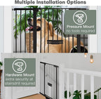 SHYUJAJIE 37 Inch Tall Baby Gate with Small Cat Door | Adjustable 29.55"-46.06 "Wide,Auto Close Dog Gate Easy Walk Thru Pet Gate for Stairs, Doorway, House, Pressure Mounted