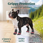 Dog Shoes for Medium Dogs, Outdoor Dog Boots & Paw Protectors for Hot Pavement, Winter Snow Hiking, Breathable Dog Booties, Indoor Hardfloors Anti Slip Sole Black Size 6