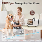 Bunfly Dog Grooming Kit,13000Pa Strong Grooming & Vacuum Suction 99.99% Pet Hair, 16 Pet Grooming Tools for Dogs Cats, 3L Large Capacity Dust Cup, Quiet Pet Vacuum Groomer (Grey)