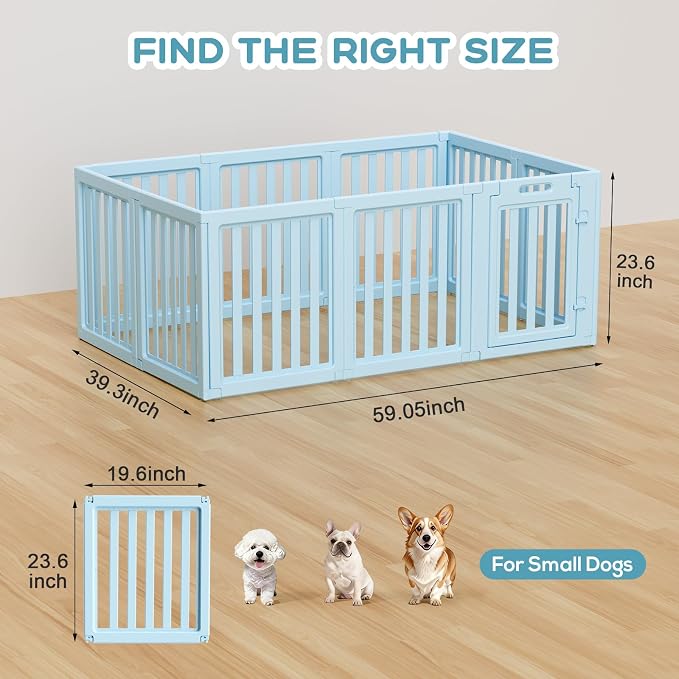 Dog Playpen, Clear Dog Pen, Dog Pen Indoor, Easy to Install and Remove Dog Play Pen, Puppy Playpen Suitable for Dogs, Cats,Dog Playpen Indoor (Blue, 23.6 inch Height, 10 Panels)