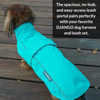 DJANGO Dog Jacket & Raincoat – Lightweight Water-Resistant Coat for Small, Medium & Long Dogs Like Dachshunds – Reflective, Adjustable Fit, Harness-Compatible & Easy-Access Harness Hole - Blue, Large
