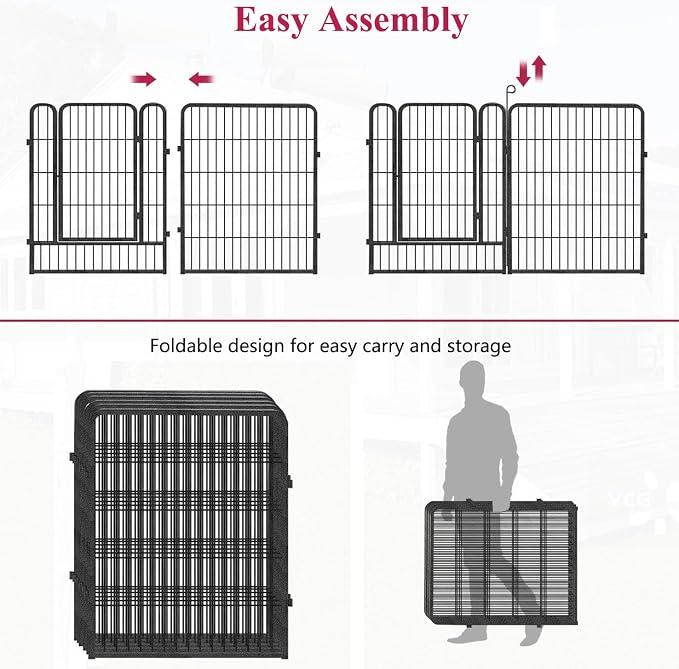 Dog Playpen Fence for Yard, 32inch 40 Panels Anti-Rust Pet Playpen Exercise Pen with Lock, Portable Pet Fence for Yard RV Camping