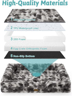 COZY KISS Orthopedic Dog Bed for Extra Large Dog, Soft and Warm Faux Fur Sofa for Giant Pet Up to 150 lbs, Foam Bolster Anti-Slip Couch with Washable Removable Cover, XXL 48x35x8 inch, Tie Dye Grey