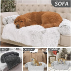Calming Dogs/Cats Bed Mats, Dog Pad Washable Removable Couch Cover, Plush Long Fur Mat for Pets, Waterproof Lining, Perfect for Small, Medium and Large Dogs and Cats (Dark Gray, 41"x37")