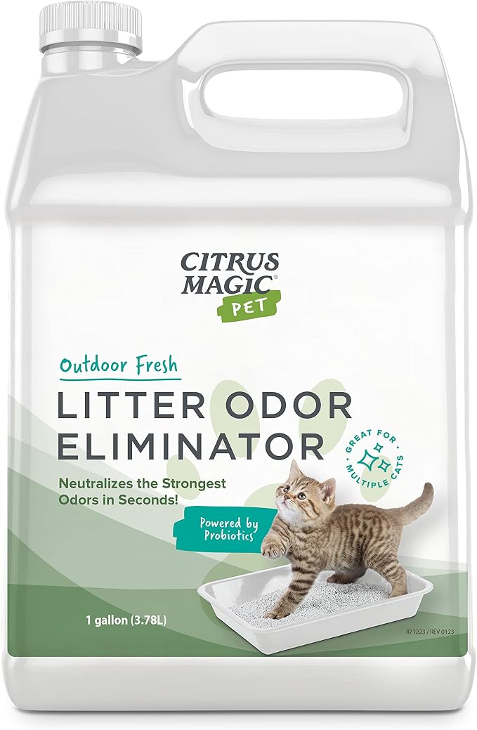 Citrus Magic Pet Outdoor Fresh Cat Litter Odor Eliminator, 1 Gallon | Litter Odor Neutralizer, Powered by Probiotics, Great for Multiple Cats