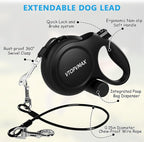 26Ft Retractable Dog Leash for Medium/Large Dogs up to 110lbs, Strong Heavy Duty Retractable Leash with Chew-Proof Cable, 360 Tangle Free, One Hand Brake Lock & Poo Bag Holder (Black)