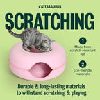 Peekaboo Cat Cave Donut for Multiple & Large Cats up to 30-45 lbs, 3-in-1 Self Warming Cat Bed, Tunnel & Scratcher for Indoor Cats, Washable & Detachable Small Dog Bed (Pink, Large)