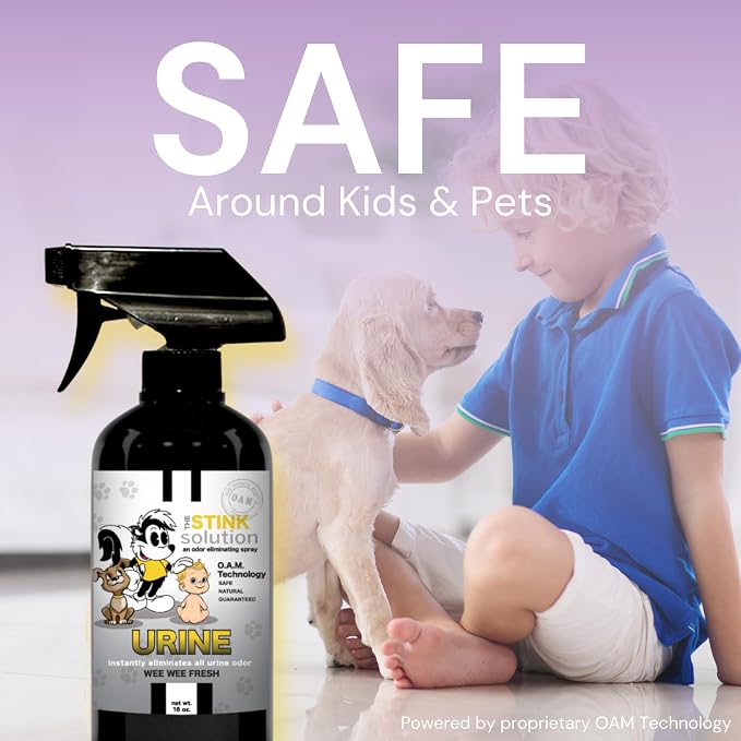 The Stink Solution Urine Odor Eliminator Spray, WeeWee Fresh, 16 oz & 4 oz | Eliminates Cat, Dog and Human Pee Odor at the Source. Deodorizer for Carpet, Mattress, Floors, Grass and Turf. Travel Size