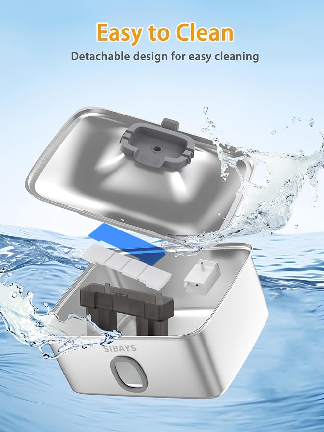 SIBAYS 4Gal/15L Large Dog Water Fountain, Stainless Steel Pet Fountain with Water Window & LED Light, Ultra Quiet Automatic Dog Water Bowl Dispenser for Large Dogs & Multi-pet, Easy to Clean FS76