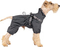 Mile High Life Waterproof Dog Raincoat, Full Coverage Small Dog Rain Coat with Harness, Adjustable 4 Legs Puppy Rain Jacket with Reflective Strip and Elastic Cuffs (Gray, XXS Back Length 9.8")