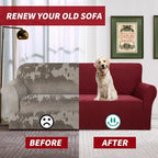 YEMYHOM Couch Cover Latest Jacquard Design High Stretch Extra Large Sofa Covers Pet Dog Cat Proof Oversized Slipcover Non Slip Magic Elastic Furniture Protector (XL Sofa, Christmas Wine Red)