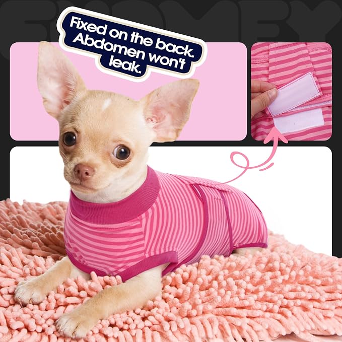 FUAMEY Recovery Suit for Dogs After Surgery,Soft Breathable Dog Bodysuit | E-Collar & Cone Alternative Surgical Suit,Male Female Dog Neuter Spay Suits Anti Licking Wounds Onesie Rose Stripes M