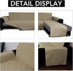 Easy-Going Reversible L-Shape Sectional Couch Cover, Large, Beige/Beige | Soft Sofa Slipcover For Dogs, Fits Left/Right Chaise Lounge Protector, Water Resistant Mat For Living Room