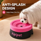 Floating Pet Water Bowl for Dogs and Cats, No Spill Anti-Overflow Splash Proof Dish with Floating Disk, for Travel and Home (Black+Pink(1200ml))