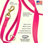 Viper Biothane K9 Working Dog Leash Waterproof Lead for Tracking Training Schutzhund Odor-Proof Long Line with Solid Brass Snap for Puppy Medium and Large Dogs 6ft, Passionfruit Pink