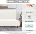 Easy-Going 100% Waterproof Futon Cover, Stretch Futon Slipcover Medium | Dual Waterproof Armless Futon Couch Cover, Leakproof Sofa Bed Furniture Protector for Kids Pets Dog Cat, Cream