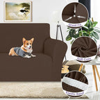 ZNSAYOTX Oversized Super Stretch Couch Cover (92"-115"), New Striped Sofa Covers Comfortable & Durable, Dog Cat Pets Friendly Extra Large Spandex Sofa Slipcovers (Coffee, XL Sofa)
