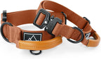 MADE TO ROAM Control Dog Collar | Leather Handle & Heavy Duty Metal Buckle | Premium adjustable collar with vegan leather handle. Fits medium to large dogs. 15 colors. Matching leash & harness