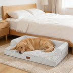 Orthopedic Dog Bed for Extra Large Dogs, 45x35in, Grey White | Orthopedic Foam Relieves Joint Pressure, Bolsters Supports Head And Neck, Washable Cover, Non-Slip Bottom