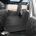 Btefd Truck Hard Bottom Dog Back Seat Extender Cover for F150, RAM 1500 | Pet Hammock for Full Size Crew Cab Trucks, Headrest Protection, Holds 420lbs, 45% More Space, Waterproof, Easy Care