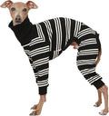 D Doggy Star Italian Greyhound Clothes Soft Stretchy Onesie Refined Stripe Outfit Whippet for Dog Coat (XL,Onsi Ivory Str)
